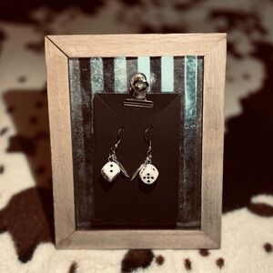 Elegant Feather Dice Earrings